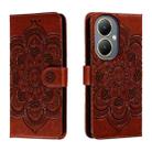 For vivo Y35M+ Sun Mandala Embossing Pattern Phone Leather Case(Brown) - 1