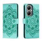 For vivo Y35M+ Sun Mandala Embossing Pattern Phone Leather Case(Green) - 1