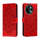 For vivo Y38 Sun Mandala Embossing Pattern Phone Leather Case(Red) - 1
