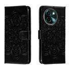 For vivo Y38 Sun Mandala Embossing Pattern Phone Leather Case(Black) - 1