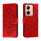 For vivo Y78 Sun Mandala Embossing Pattern Phone Leather Case(Red) - 1