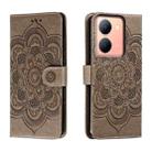 For vivo Y78 Sun Mandala Embossing Pattern Phone Leather Case(Grey) - 1