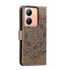 For vivo Y78 Sun Mandala Embossing Pattern Phone Leather Case(Grey) - 3