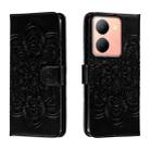 For vivo Y78 Sun Mandala Embossing Pattern Phone Leather Case(Black) - 1