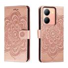 For vivo Y78 Sun Mandala Embossing Pattern Phone Leather Case(Rose Gold) - 1