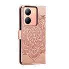 For vivo Y78 Sun Mandala Embossing Pattern Phone Leather Case(Rose Gold) - 3