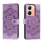 For vivo Y78 Sun Mandala Embossing Pattern Phone Leather Case(Purple) - 1