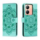 For vivo Y78 Sun Mandala Embossing Pattern Phone Leather Case(Green) - 1