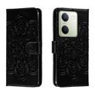 For vivo Y100 5G Sun Mandala Embossing Pattern Phone Leather Case(Black) - 1