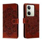 For vivo Y100 5G Sun Mandala Embossing Pattern Phone Leather Case(Brown) - 1