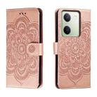 For vivo Y100 5G Sun Mandala Embossing Pattern Phone Leather Case(Rose Gold) - 1