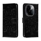 For vivo Y200 5G Sun Mandala Embossing Pattern Phone Leather Case(Black) - 1