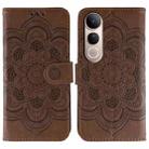 For vivo V50 Lite 5G Sun Mandala Embossing Pattern Phone Leather Case(Brown) - 1