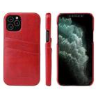 For iPhone 12 Pro Max Fierre Shann Retro Oil Wax Texture PU Leather Case with Card Slots(Red) - 1