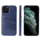 For iPhone 12 / 12 Pro Fierre Shann Retro Oil Wax Texture PU Leather Case with Card Slots(Blue) - 1