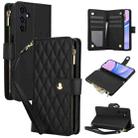 For Samsung Galaxy A15 4G / 5G YM016 Rhombic Zipper Card Wallet Leather Phone Case with Lanyard(Black) - 1