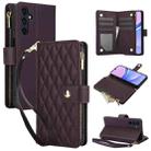 For Samsung Galaxy A15 4G / 5G YM016 Rhombic Zipper Card Wallet Leather Phone Case with Lanyard(Dark Purple) - 1