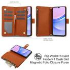 For Samsung Galaxy A15 4G / 5G YM016 Rhombic Zipper Card Wallet Leather Phone Case with Lanyard(Brown) - 2