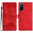 For Xiaomi Mi 10T 5G / 10T Pro 5G Cherry Blossom Butterfly Skin Feel Embossed PU Phone Case(Red) - 1