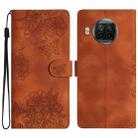 For Xiaomi Mi 10T Lite 5G Cherry Blossom Butterfly Skin Feel Embossed PU Phone Case(Brown) - 1