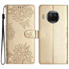 For Xiaomi Mi 10T Lite 5G Cherry Blossom Butterfly Skin Feel Embossed PU Phone Case(Gold) - 1