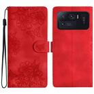 For Xiaomi Mi 11 Ultra Cherry Blossom Butterfly Skin Feel Embossed PU Phone Case(Red) - 1