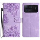 For Xiaomi Mi 11 Ultra Cherry Blossom Butterfly Skin Feel Embossed PU Phone Case(Purple) - 1