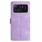 For Xiaomi Mi 11 Ultra Cherry Blossom Butterfly Skin Feel Embossed PU Phone Case(Purple) - 3