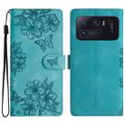 For Xiaomi Mi 11 Ultra Cherry Blossom Butterfly Skin Feel Embossed PU Phone Case(Green) - 1