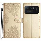 For Xiaomi Mi 11 Ultra Cherry Blossom Butterfly Skin Feel Embossed PU Phone Case(Gold) - 1