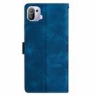 For Xiaomi Mi 11 Pro Cherry Blossom Butterfly Skin Feel Embossed PU Phone Case(Blue) - 3
