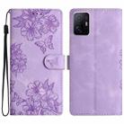 For Xiaomi 11T / 11T Pro Cherry Blossom Butterfly Skin Feel Embossed PU Phone Case(Purple) - 1