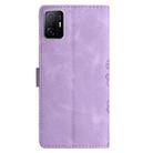 For Xiaomi 11T / 11T Pro Cherry Blossom Butterfly Skin Feel Embossed PU Phone Case(Purple) - 3