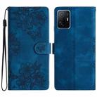 For Xiaomi 11T / 11T Pro Cherry Blossom Butterfly Skin Feel Embossed PU Phone Case(Blue) - 1