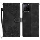 For Xiaomi 11T / 11T Pro Cherry Blossom Butterfly Skin Feel Embossed PU Phone Case(Black) - 1