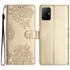 For Xiaomi 11T / 11T Pro Cherry Blossom Butterfly Skin Feel Embossed PU Phone Case(Gold) - 1