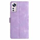 For Xiaomi 12 Pro Cherry Blossom Butterfly Skin Feel Embossed PU Phone Case(Purple) - 3