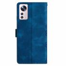 For Xiaomi 12 Pro Cherry Blossom Butterfly Skin Feel Embossed PU Phone Case(Blue) - 3