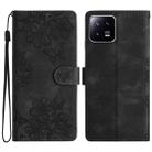 For Xiaomi 13 Pro Cherry Blossom Butterfly Skin Feel Embossed PU Phone Case(Black) - 1