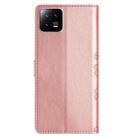 For Xiaomi 13 Pro Cherry Blossom Butterfly Skin Feel Embossed PU Phone Case(Rose Gold) - 3