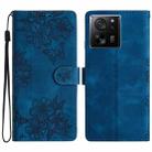 For Xiaomi 13T 5G Cherry Blossom Butterfly Skin Feel Embossed PU Phone Case(Blue) - 1