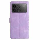 For Xiaomi Poco F6 Pro Cherry Blossom Butterfly Skin Feel Embossed PU Phone Case(Purple) - 3