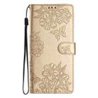 For Xiaomi Poco C61 Cherry Blossom Butterfly Skin Feel Embossed PU Phone Case(Gold) - 2