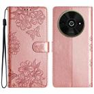 For Xiaomi Poco C61 Cherry Blossom Butterfly Skin Feel Embossed PU Phone Case(Rose Gold) - 1