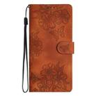 For Xiaomi Poco X6 Cherry Blossom Butterfly Skin Feel Embossed PU Phone Case(Brown) - 2