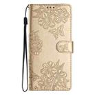 For Xiaomi Poco X6 Cherry Blossom Butterfly Skin Feel Embossed PU Phone Case(Gold) - 2