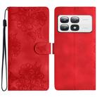 For Xiaomi 14T Pro Cherry Blossom Butterfly Skin Feel Embossed PU Phone Case(Red) - 1