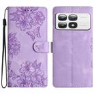 For Xiaomi 14T Pro Cherry Blossom Butterfly Skin Feel Embossed PU Phone Case(Purple) - 1