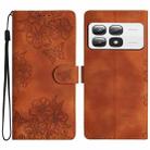 For Xiaomi 14T Pro Cherry Blossom Butterfly Skin Feel Embossed PU Phone Case(Brown) - 1