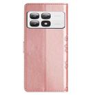 For Xiaomi 14T Pro Cherry Blossom Butterfly Skin Feel Embossed PU Phone Case(Rose Gold) - 3